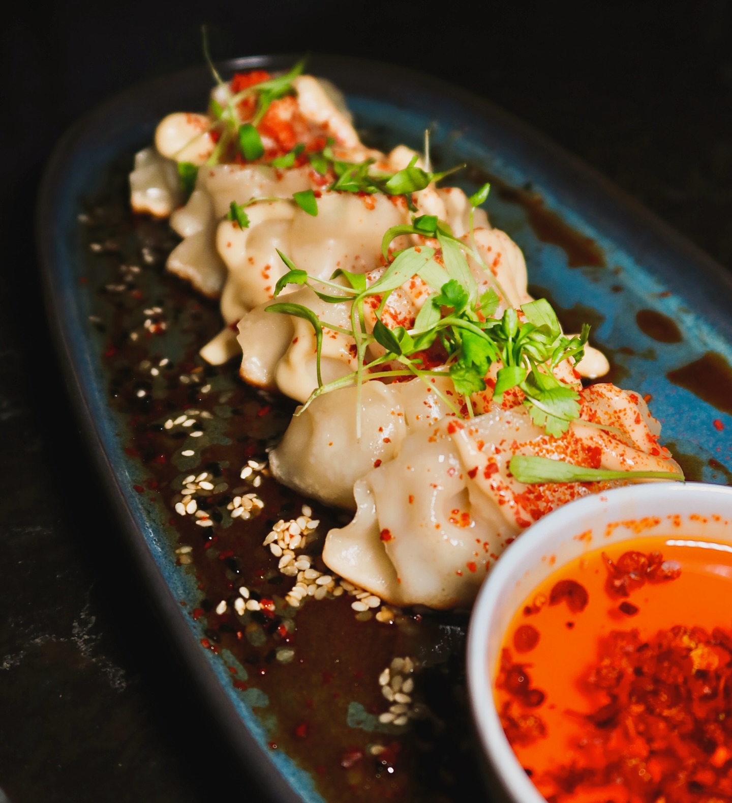 Steak frites with sauce at Somewhere Dine Bar