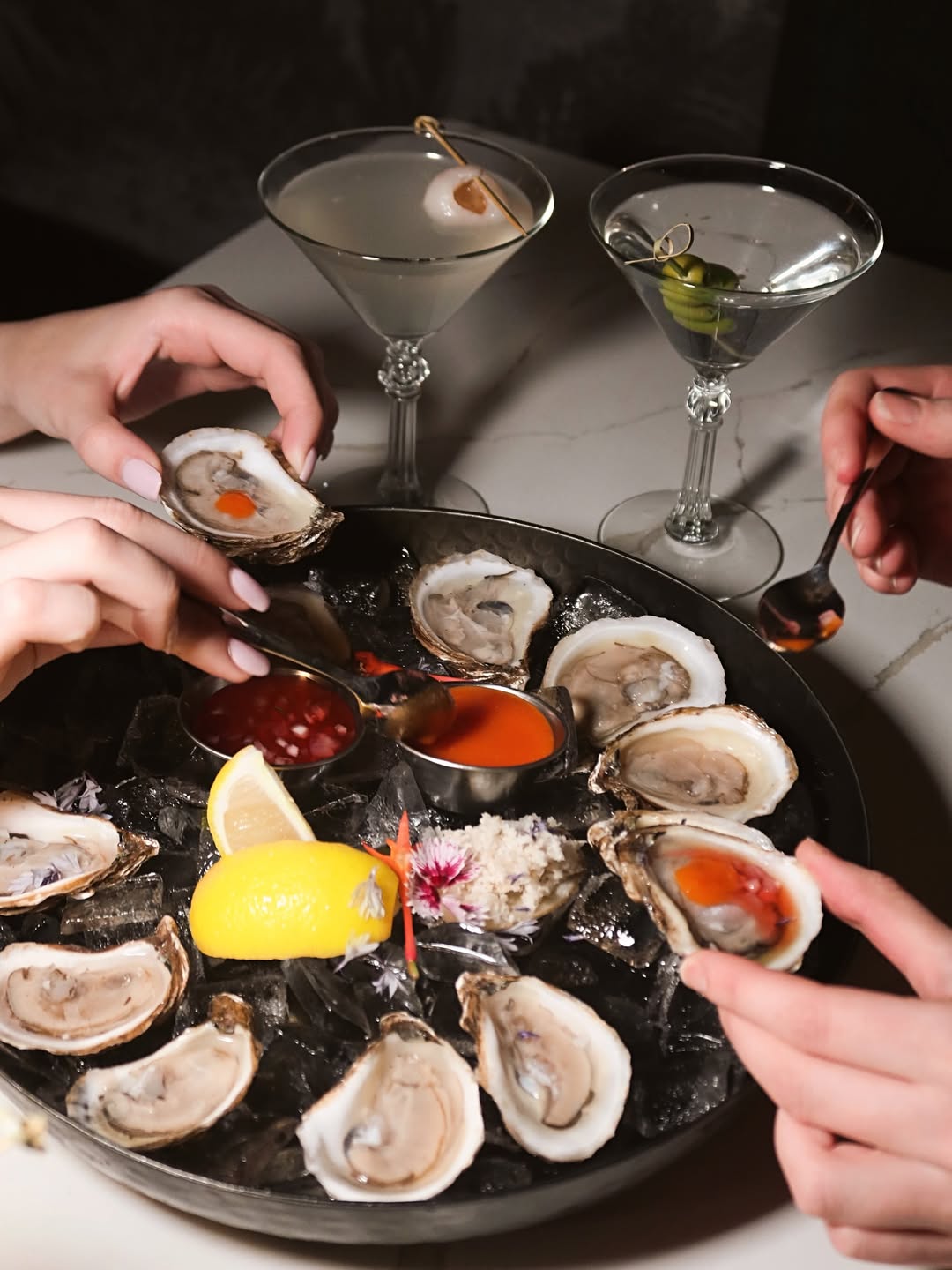 Oysters and chilled seafood at Somewhere Dine Bar